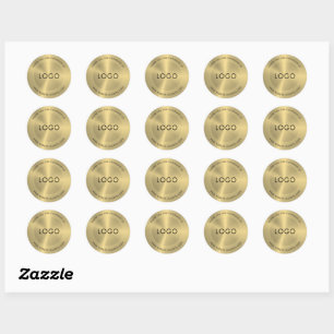 Metallic Gold Stainless Steel Look Classic Round Sticker