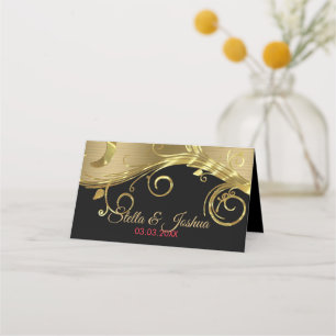 Metallic Gold Swirls Place Card