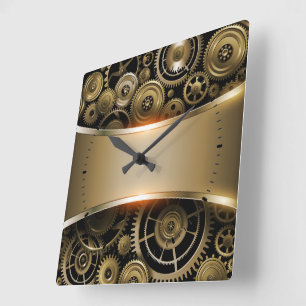 Metallic gold texture print background luggage tag square wall clock