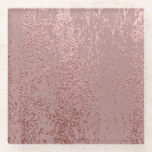 Metallic gold texture, rose quartz. glass coaster