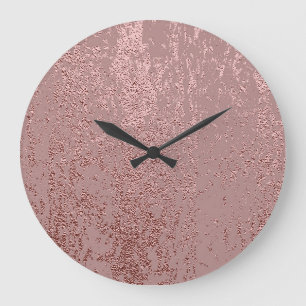 Metallic gold texture, rose quartz. large clock