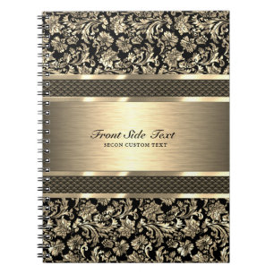 Metallic Gold Texture Vintage Floral Damasks Notebook