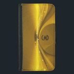 Metallic Gold Tones Print Stainless Steel Look Samsung Galaxy S5 Wallet Case<br><div class="desc">Metallic gold tones print,  shiny stainless steel metal look pattern with custom and optional monogram/name. Simple and elegant. Design is available on other products.</div>
