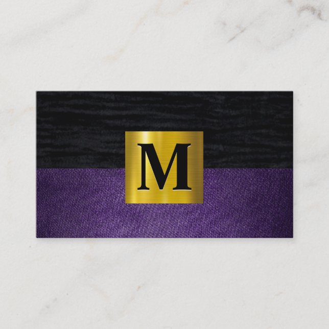 Metallic Gold | Velvet Black | Purple Fabric Business Card (Front)