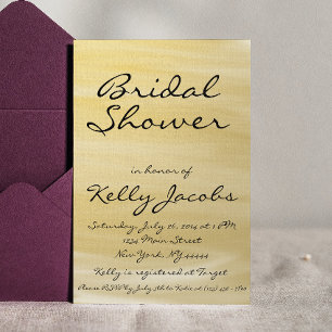 Metallic Gold Watercolor Bridal Shower Invitation