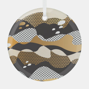 Metallic gold waves: geometric pattern. glass tree decoration