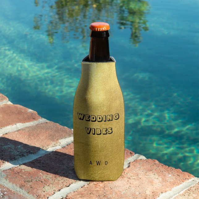 Metallic Gold Wedding Vibes Bottle Cooler (In Situ Pool)
