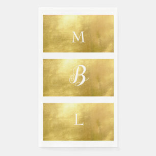 Metallic Gold & White Monogram Elegant Wedding Napkin