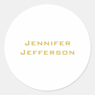 Metallic Gold & White Professional Modern Elegant Classic Round Sticker
