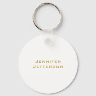 Metallic Gold & White Professional Modern Elegant Key Ring
