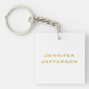 Metallic Gold & White Professional Modern Elegant Key Ring