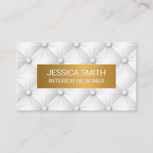 Metallic Gold   White Upholstery Leather Padding Business Card