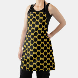 Metallic Gold with Black Dot Style All-Over Print Apron