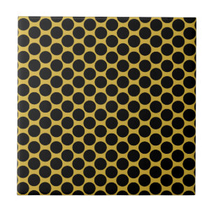 Metallic Gold with Black Dot Style Ceramic Tile