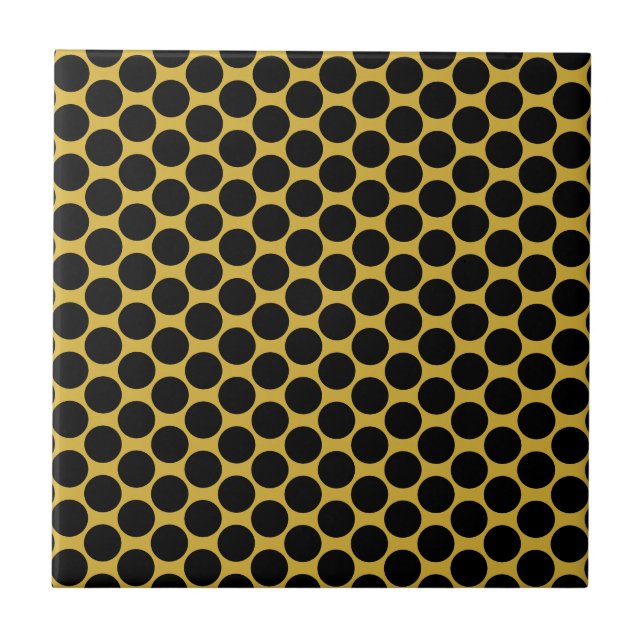 Metallic Gold with Black Dot Style Ceramic Tile (Front)