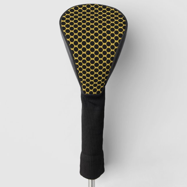 Metallic Gold with Black Dot Style Golf Head Cover (Front)