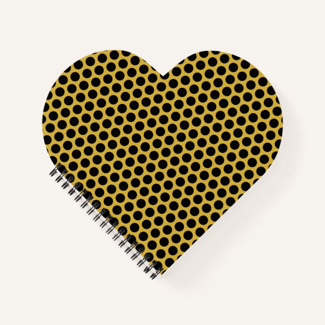 Metallic Gold with Black Dot Style Heart Shaped Notebook (Front)