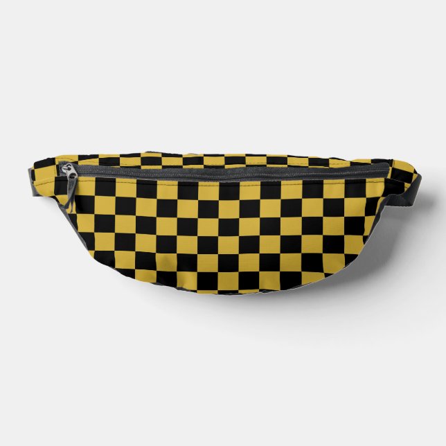Metallic Gold with Black Large Square Pattern Bum Bags (Lay Down)