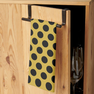 Metallic Gold with Modern Black Dot Style Tea Towel