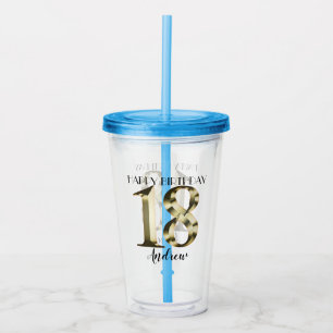Metallic golden 18th birthday acrylic tumbler