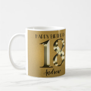Metallic golden 18th birthday coffee mug