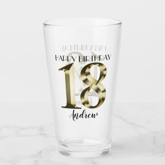 Metallic golden 18th birthday glass