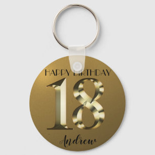 Metallic golden 18th birthday key ring