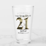 Metallic golden 21st birthday glass<br><div class="desc">Happy 21st birthday. 21 years. Golden metallic label.</div>