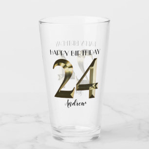Metallic golden 24th birthday glass