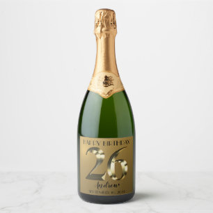 Metallic golden 26th birthday Sparkling Wine label