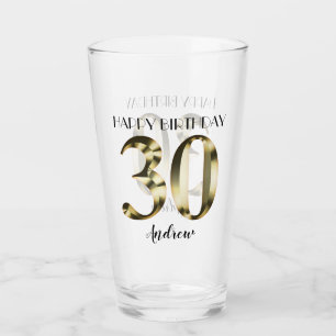 Metallic golden 30th birthday glass