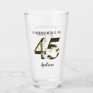 Metallic golden 45th birthday glass
