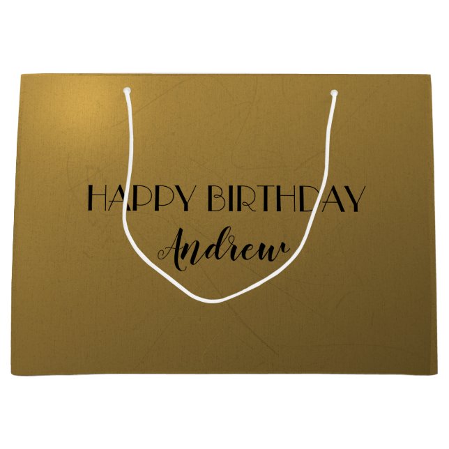 Metallic golden 50th birthday large gift bag (Front)