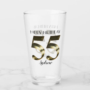 Metallic golden 55th birthday glass