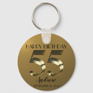 Metallic golden 55th birthday key ring
