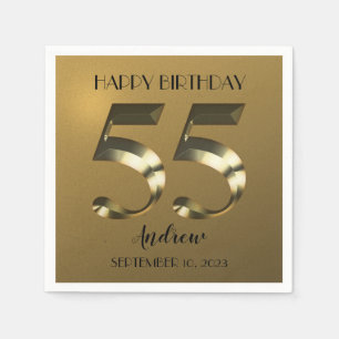 Metallic golden 55th birthday napkin