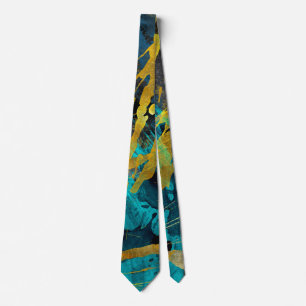 Metallic Golden Blue Textures Tie