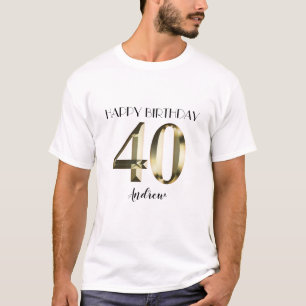 Metallic golden foil 40th birthday T-Shirt