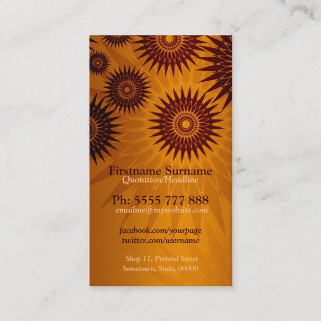 Metallic Golden Sunshines w/ Logo Business Card (Front)