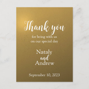 Metallic golden thank you card
