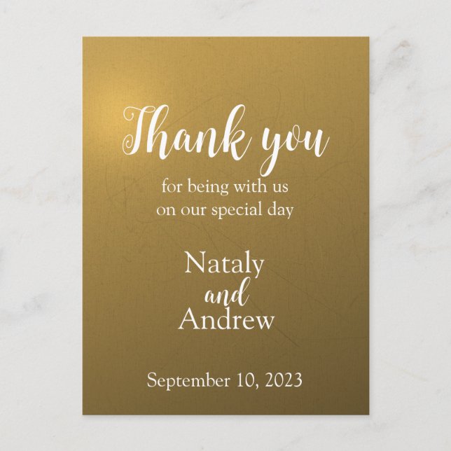Metallic golden thank you  card (Front)