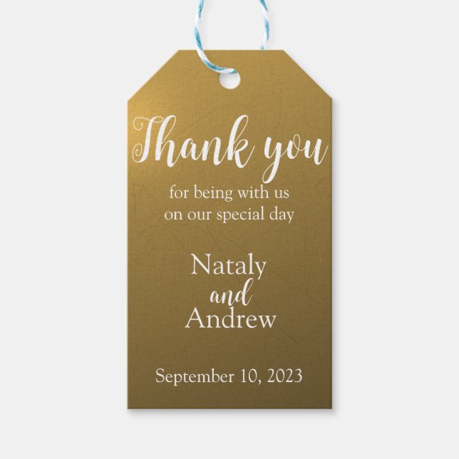 Metallic golden thank you gift tags (Front)