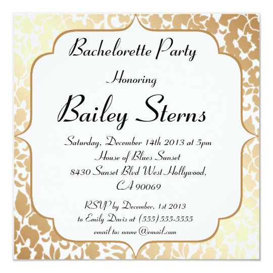 Metallic Golden White Floral Bachelorette Party Card