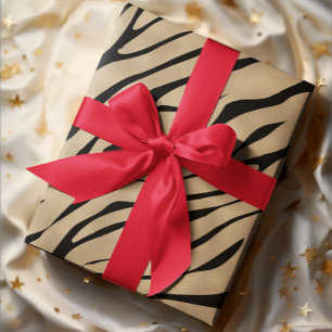 Metallic Golden Zebra Pattern Wrapping Paper