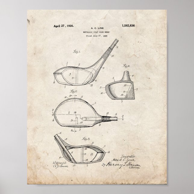 Metallic Golf-club Head Patent - Old Look Poster (Front)