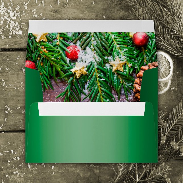 Metallic Green Holiday Pine Needles Christmas Envelope (Metallic Green Holiday Pine Needles Christmas Envelope by the Olde Christmas Shoppe)