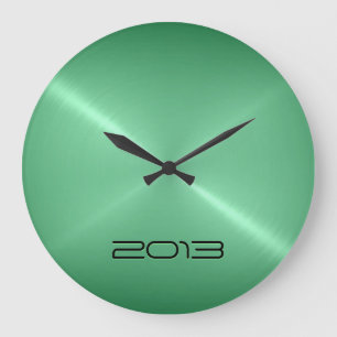 Metallic Green Stainless Steel Metal Look Large Clock