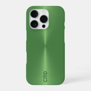 Metallic Green Texture Stainless Steel Look iPhone 16 Pro Case