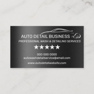 Metallic Grey Car Auto Detail Cleaning Wash Business Card