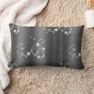 Metallic Grey Christmas Lumbar Cushion